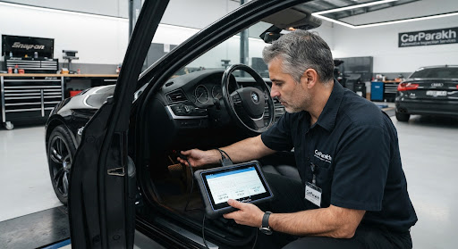 OBD-II diagnostic telemetry scan on pre-owned car